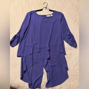 Chico’s size 1 hi-low purple 3/4 sleeve layered top